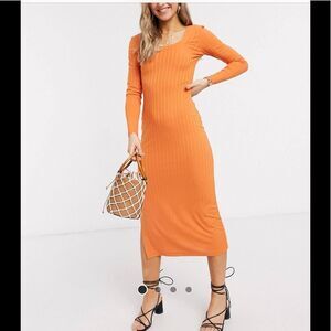 ASOS Vibrant Orange Midi Dress